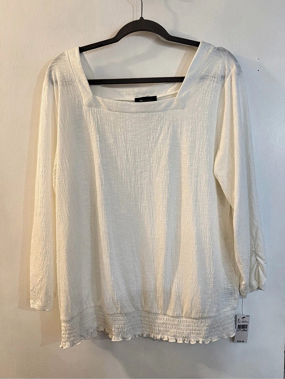 Blouse with Elastic Band bottom by AB Studio (XXL, white, NWT)